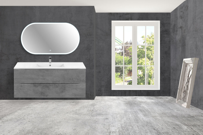 Тумба с раковиной Vincea Mia 1200 подвесная, 2 выкатных ящика soft close, Beton, VMC-2MC120BT+VBS-13120MA