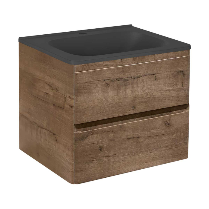 Тумба с раковиной Vincea Vico 600 подвесная, 2 выкатных ящика soft close, V.Oak, VMC-2V600VO+VCB-2VP600W