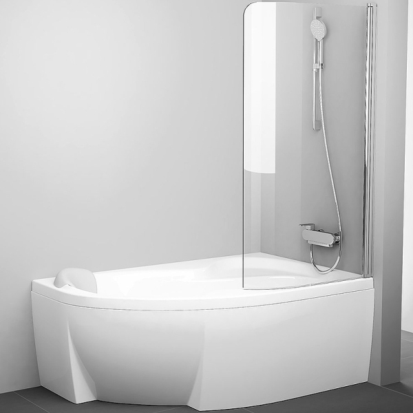 CVSK1 ROSA 160/170 R блестящая+транспарент шторка на ванну