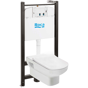 Комплект унитаза с инсталляцией Roca Dama Senso 893104680 с сиденьем Микролифт