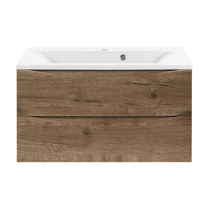 Тумба с раковиной Vincea Mia 900 подвесная, 2 выкатных ящика soft close, V.Oak, VMC-2MA900VO+VCB-3M900G