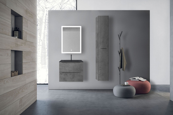 Тумба без раковины Vincea Mia 600 подвесная, 2 выкатных ящика soft close, Beton, VMC-2MC600BT