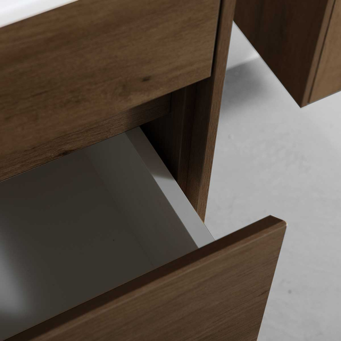 Тумба с раковиной Vincea Chiara 800 подвесная, 1 выкатной ящик soft-close, T.Oak, VMC-2C800TO+VCB-13800W