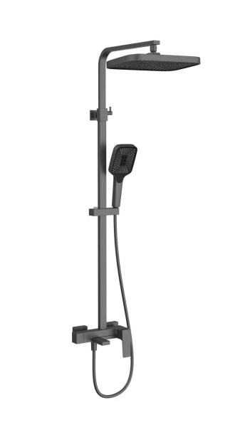 Душевая стойка Vincea Cube VSFS-4C12GM с изливом, вороненая сталь