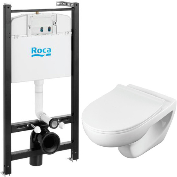 Комплект унитаза с инсталляцией Roca Victoria Pack Rimless 893105010 с сиденьем без клавиши