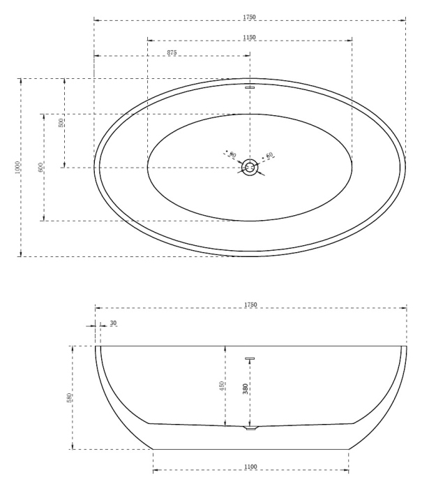 Акриловая ванна ABBER AB9249-1.7 белая