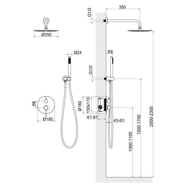 Душевая система Timo встроенная хром Saona (SX-2369/00SM)