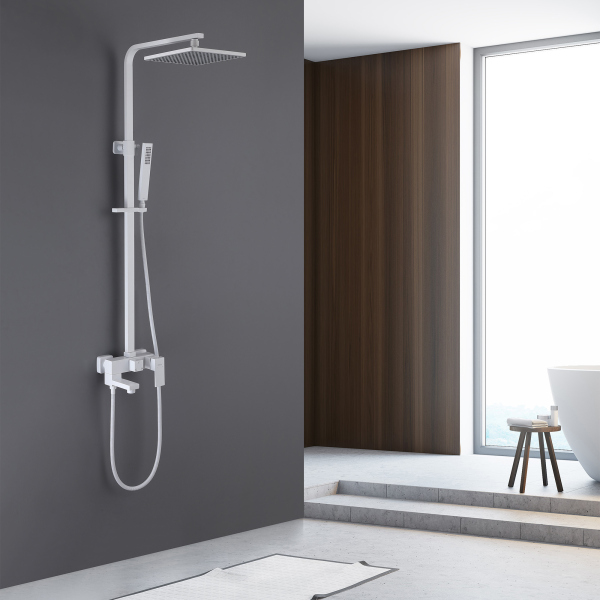 Душевая стойка ABBER Daheim AF8216WL с изливом, белая матовая