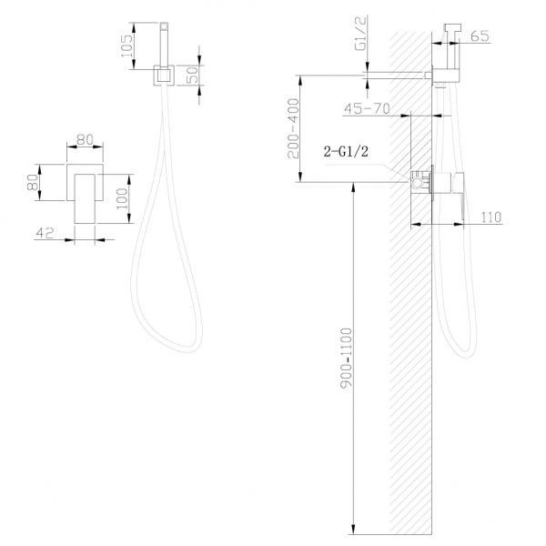 Смеситель ABBER Daheim AF8225G с гигиеническим душем, золото матовое
