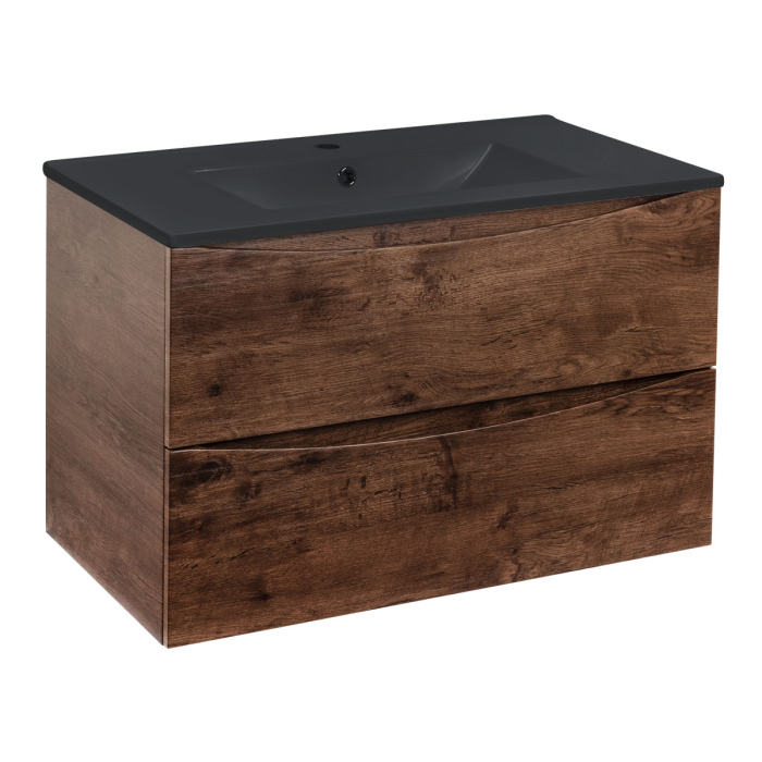 Тумба с раковиной Vincea Mia 800 подвесная, 2 выкатных ящика soft close, R.Wood, VMC-2MC800RW+VBS-13980MA