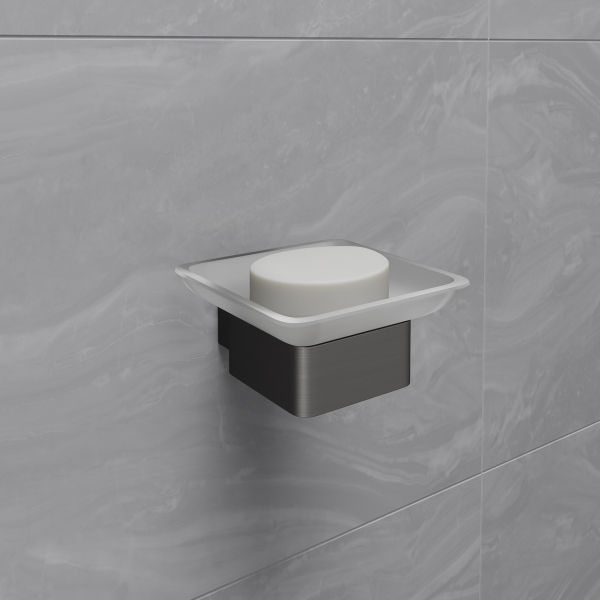 Мыльница Lemark SMOOTH LINE с держателем, графит (9746018)