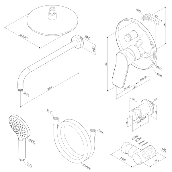 Душевая система AM.PM X-Joy FB85A1RH20 Хром