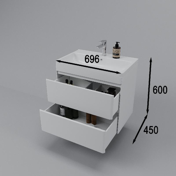 Тумба без раковины подвесная Style Line "Атлантика 70", Люкс антискрейч, СС-00002339