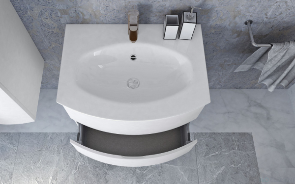 Тумба с раковиной Cezares Vague 70 bianco lucido