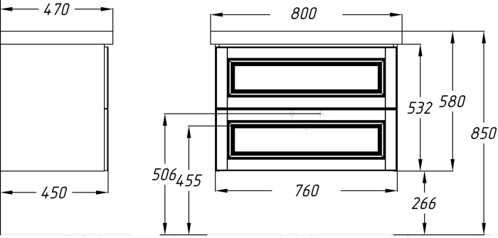 Тумба с раковиной Smile Сити 80 слоновая кость