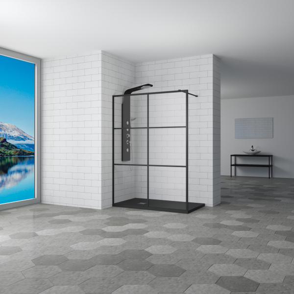 Перегородка для душа RGW WA-11B, 32101190-84, Чёрный, 90*200