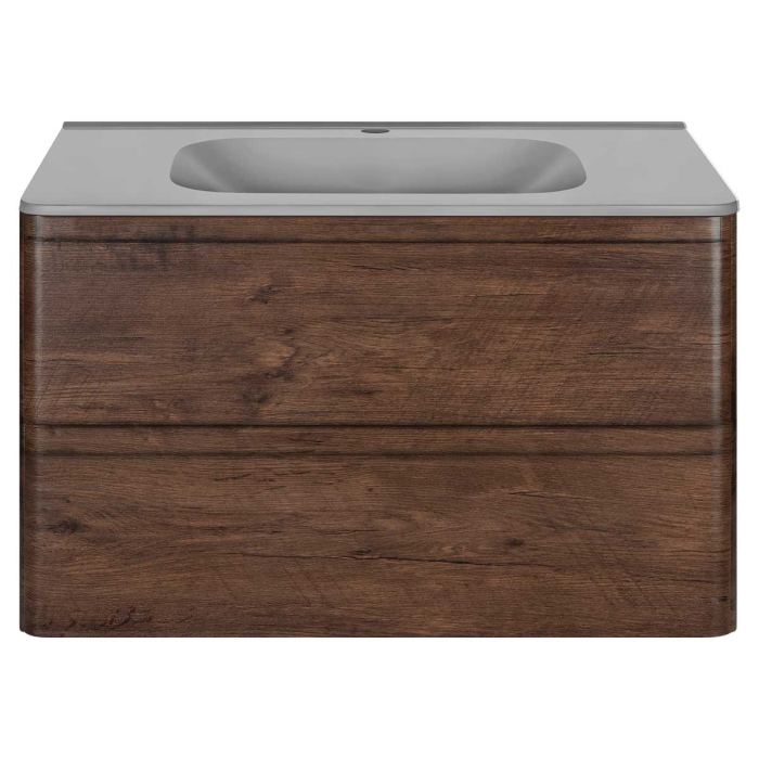 Тумба с раковиной Vincea Vico 800 подвесная, 2 выкатных ящика soft close, R.Wood, VMC-2V800RW+VCB-2VP800W