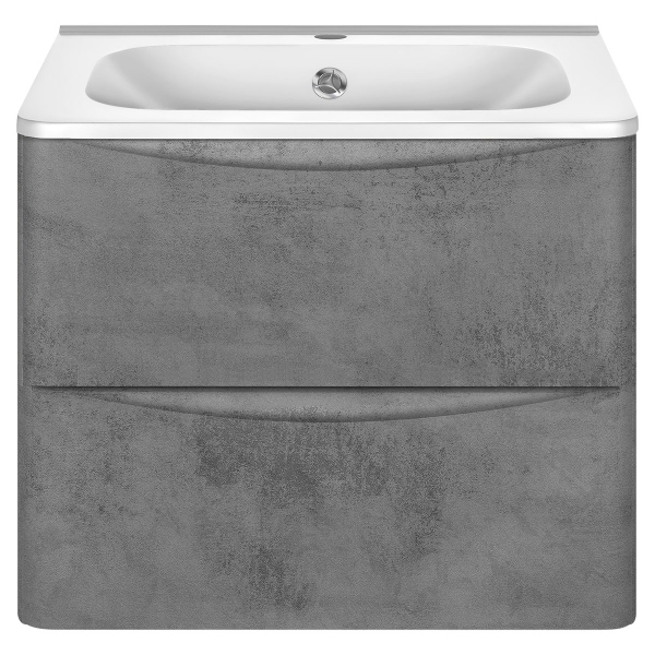 Тумба с раковиной Vincea Vico 600 подвесная, 2 выкатных ящика soft close, Beton, VMC-2V600BT+VCB-2VP600W