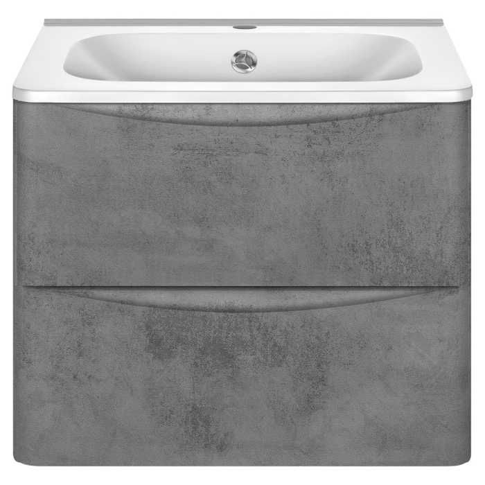 Тумба с раковиной Vincea Vico 600 подвесная, 2 выкатных ящика soft close, Beton, VMC-2V600BT+VCB-2VP600W