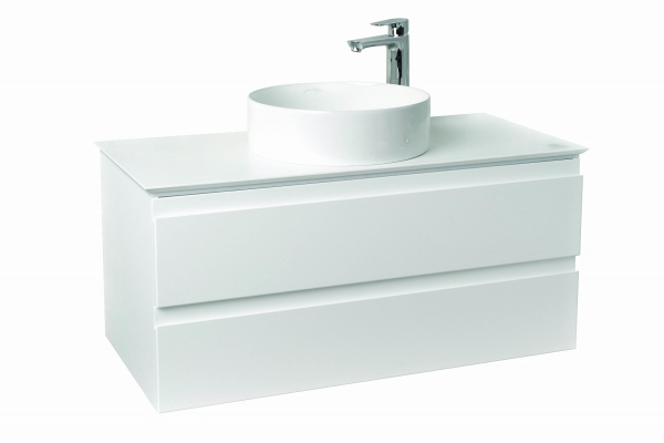 EB2084-J5 Тумба со столешницей и с подсветкой для накладной раковины, 100 см, цвет блестящий белый