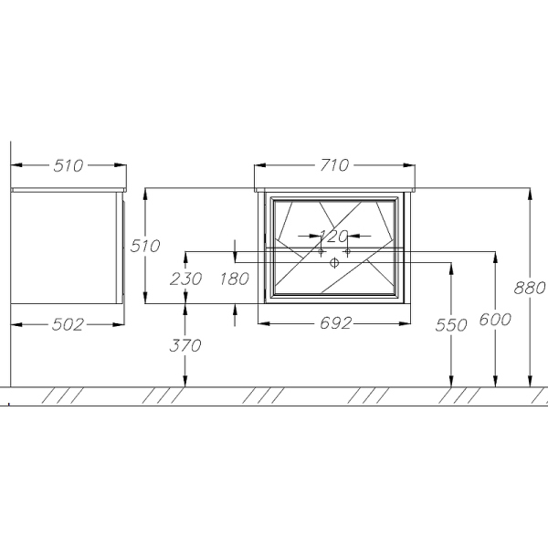 Тумба без раковины Opadiris Луиджи 70 00-00005953 подвесная Серая матовая