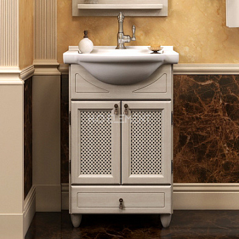 Тумба для комплекта Opadiris Тибет 50 с декоративной решеткой, беленый бук