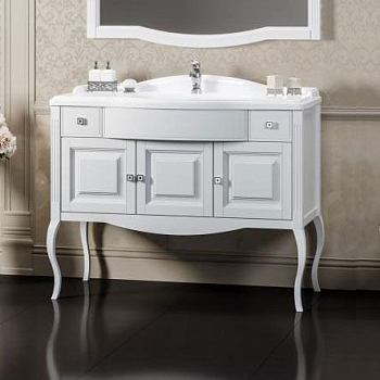 Тумба с раковиной Opadiris Лаура 100 белая матовая, с раковиной из литьевого мрамора