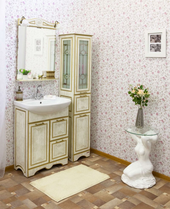 Тумба для комплекта Sanflor Адель 65 белая, патина золото