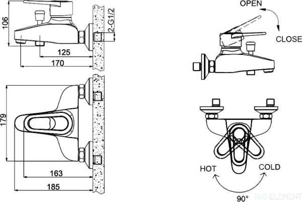 Смеситель Bravat Loop F6124182CP-01 для ванны с душем