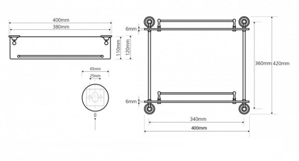 Полка стеклянная двойная