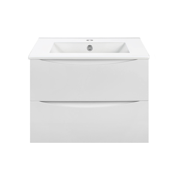 Тумба с раковиной Vincea Mia 700 подвесная, 2 выкатных ящика soft close, G.White, VMC-2MC700GW+VBS-13960MA