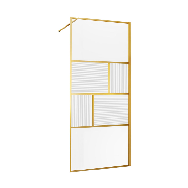 Душевая перегородка Vincea Walk-In VSW-1HC100CFBG, 1000*2000, браш. золото, прозрачное/рифленое
