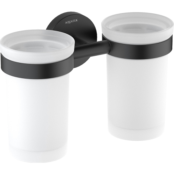 Стакан для зубных щеток Aquatek Европа AQ4117MB двойной Черный матовый