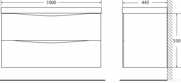 Belbagno База под раковину подвесная с двумя выкатными ящиками, MARINO-1000-2C-SO-CTO-P