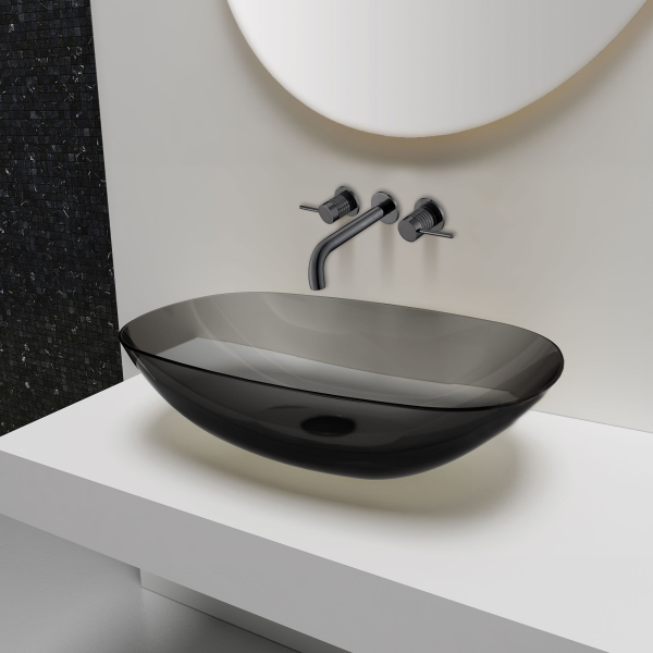 Смеситель для раковины Vincea Groove VBFW-4G1GM встраиваемый, вороненая сталь