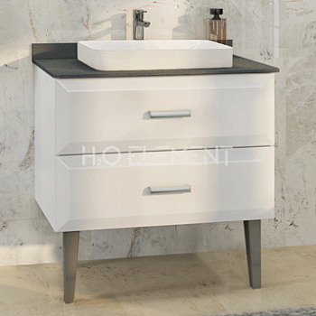 Тумба-умывальник Comforty "Империя-80" белый с серой столешницей, с раковиной Comforty 78189