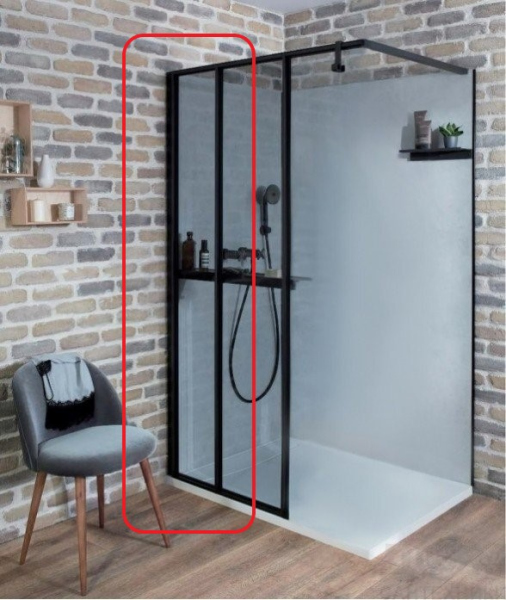 Душевая стенка Jacob Delafon Nouvelle Vague 40 E94WS40-B1 профиль Черный матовый стекло прозрачное