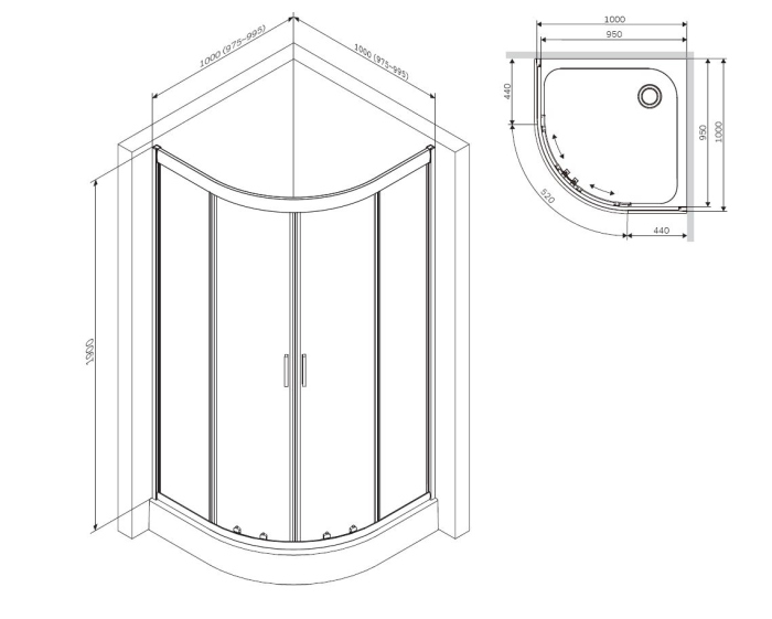 Душевой уголок AM.PM Gem W90G-401-100WT 100x100