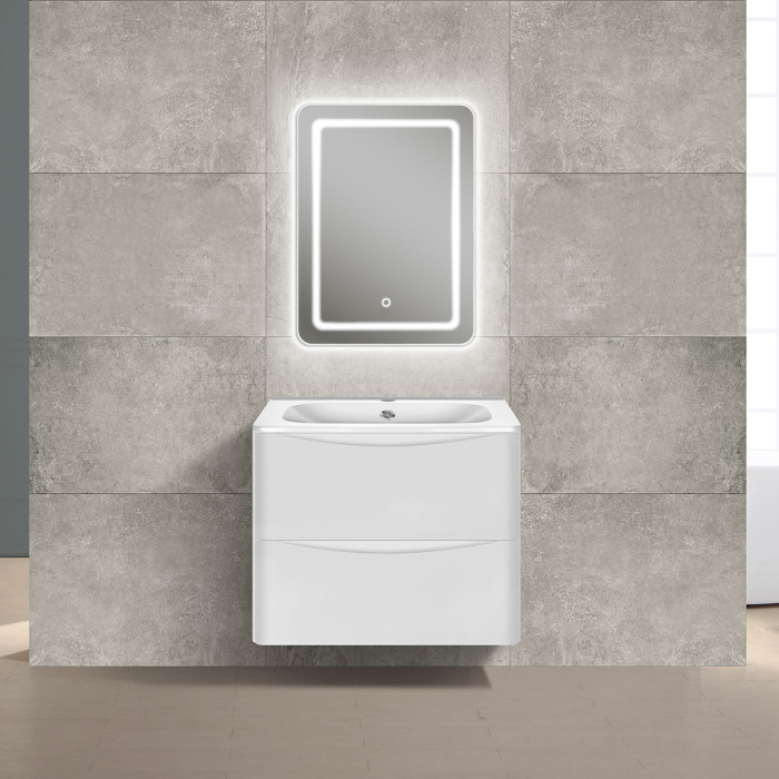 Тумба с раковиной Vincea Paola 600 подвесная, 2 выкатных ящика soft close, G.White, VMC-2P600GW+VCB-2VP600W