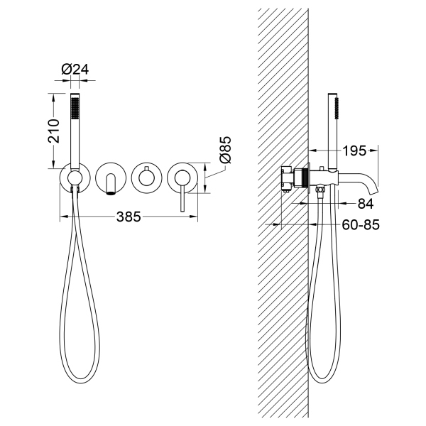 Смеситель встроенный для ванны с душем Timo Saona хром (2314/00YSM)