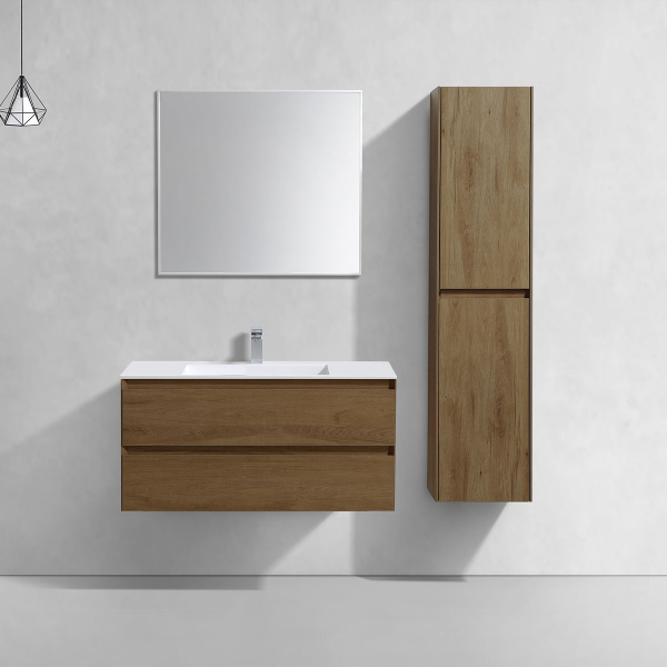 Тумба с раковиной Vincea Luka 1000 подвесная, 2 выкатных ящика soft-close, T.Oak, VMC-2L100TO+VCB-13100W