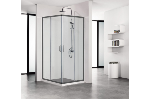 AQ ARI KV08020BL Душевой уголок Aquatek квадратный, 800x800x2000 профиль черный, стекло прозрачное