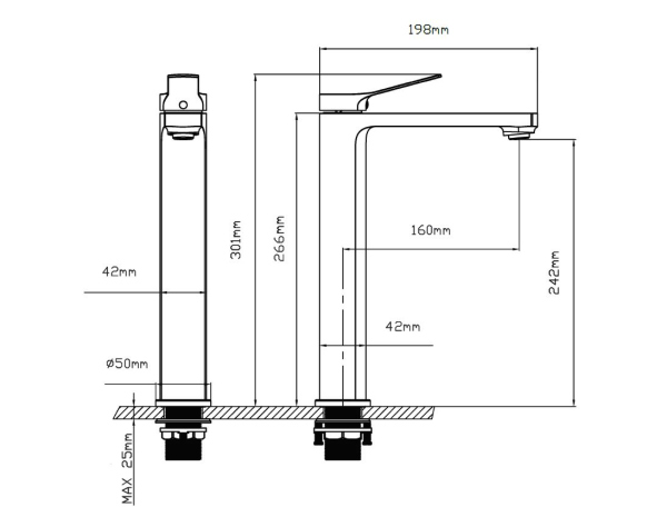 Смеситель для раковины Vincea Arco VBF-4AR02MB, черный матовый