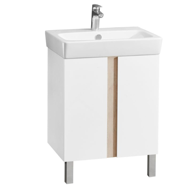 Тумба с раковиной Акватон Кантри 60 1A2574K0AHB20 белая/дуб верона