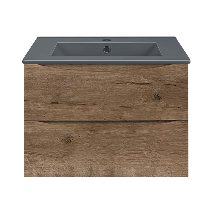 Тумба с раковиной Vincea Mia 600 подвесная, 2 выкатных ящика soft close, V.Oak, VMC-2MC600VO+VBS-13960MA