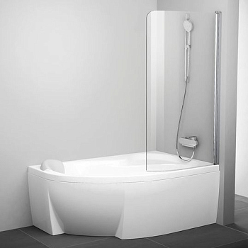 Шторка на ванну Ravak Rosa CVSK1 140/150 R Transparent, профиль сатин