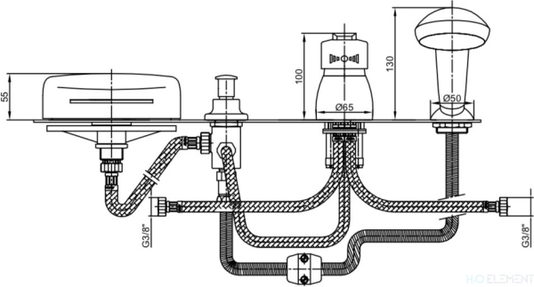 Смеситель E.C.A. Cubic 102101109 С ВНУТРЕННЕЙ ЧАСТЬЮ, на борт ванн