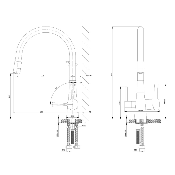Смеситель Lemark для кухни с подключением к фильтру с питьевой водой Comfort (LM3075G-Beige)