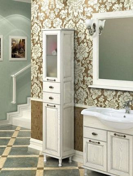 Шкаф Акватон Жерона 1A158903GEM2L цвет Белое серебро