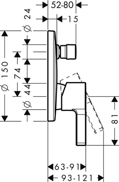 Смеситель Hansgrohe Metris S 31465000 для ванны с душем